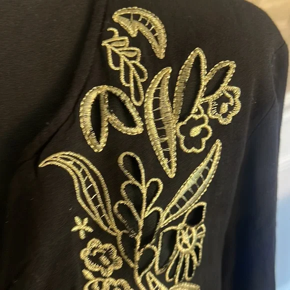 Cost Plus World Market | Dress gold embroidered and black Viscose L/XL - Picture 7 of 9